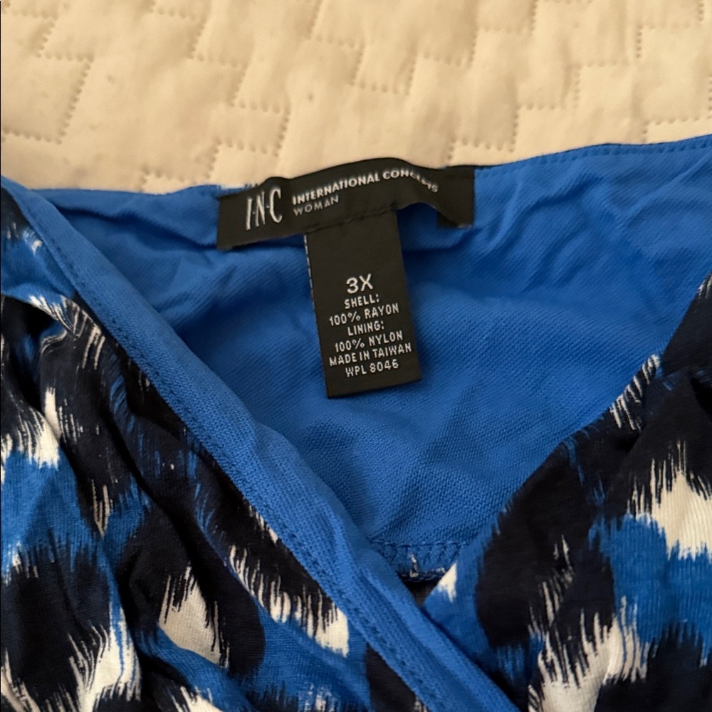 INC International Concepts Blue and Black Mini Dress - Picture 2 of 4